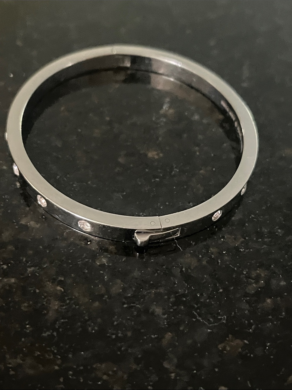 kate spade Silver Crystal-Accent Hinged Bangle Bracelet